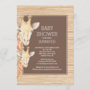 Invitation Safari Giraffe Baby shower neutre