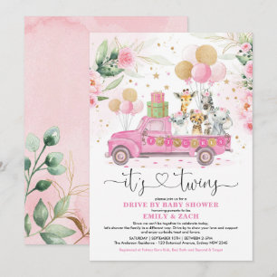 Invitation Safari-Jeunes Filles En Or Rose Par Baby shower