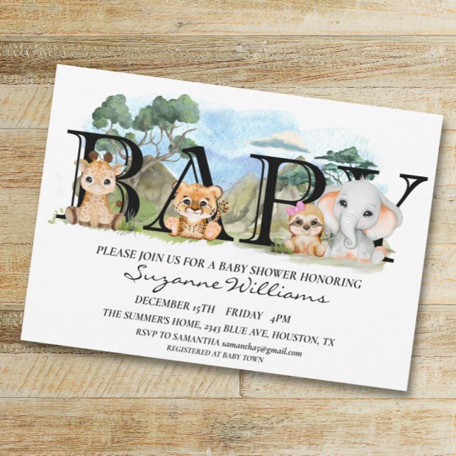 Invitation Safari Jungle Afrique Baby shower animal (Créateur téléchargé)