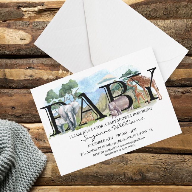Invitation Safari Jungle Afrique Baby shower animal mamas (Créateur téléchargé)