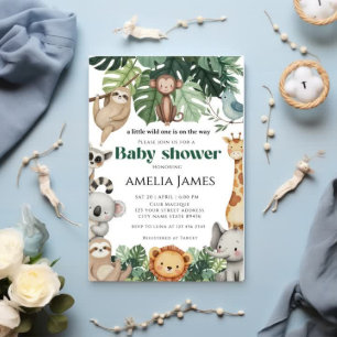 Invitation Safari Jungle Animaux sauvages un garçon Baby show
