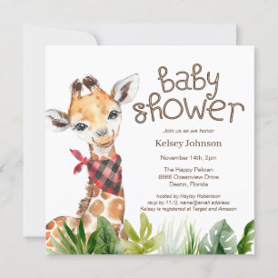 Invitation Safari Jungle Baby Giraffe Baby shower