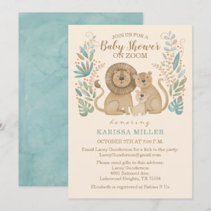 Invitation Safari Jungle Lion Virtual Baby Boy Douche
