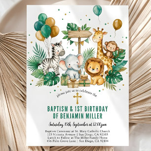 Invitation Safari Jungle Tropical Chic Baptême 1er Anniversai