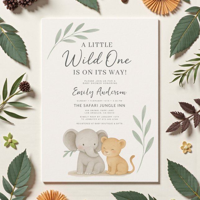 Invitation Safari Jungle Wild One Baby Shower (Créateur téléchargé)