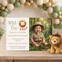 Safari Lion Aquarelle Wild One Photo 1er Anniversa