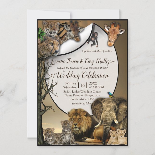 Invitation Safari Mariage extérieur (Devant)