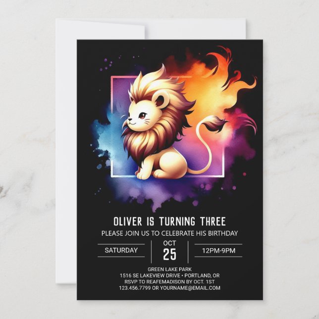 Invitation Safari Minimaliste Lion Anniversaire (Devant)