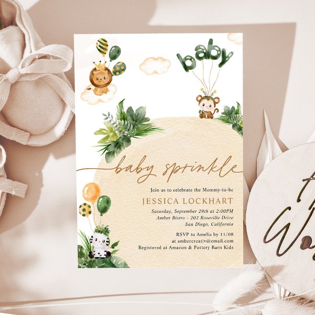Invitation Safari moderne Jungle Neutral Baby Sprinkl (Créateur téléchargé)