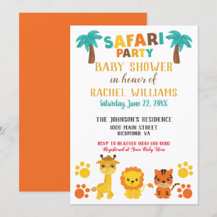 Invitation Safari Party Baby shower neutre du genre