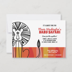 Invitation safari retro lion fille BABY SHOWER