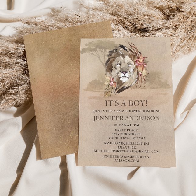 Invitation Safari Sahara Savanna Lion Baby shower (Créateur téléchargé)