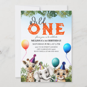Invitation Safari sauvage Animaux Anniversaire Fête Invitatio