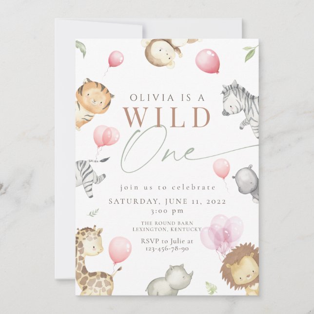 Invitation Safari sauvage un anniversaire (Devant)