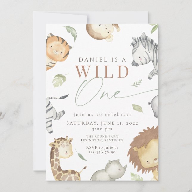 Invitation Safari sauvage un anniversaire (Devant)