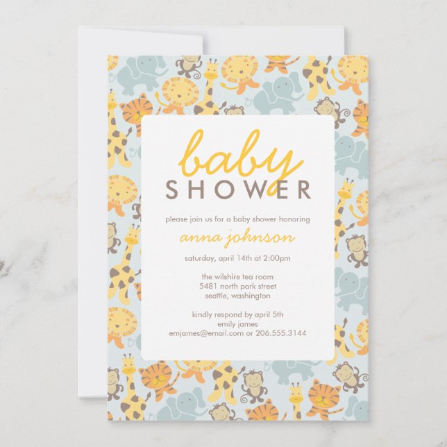 Invitation Safari Shower (Devant)