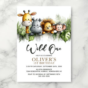 Invitation Safari Tropical Animaux 1er Anniversaire