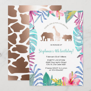 Invitation Safari tropical fête d'anniversaire
