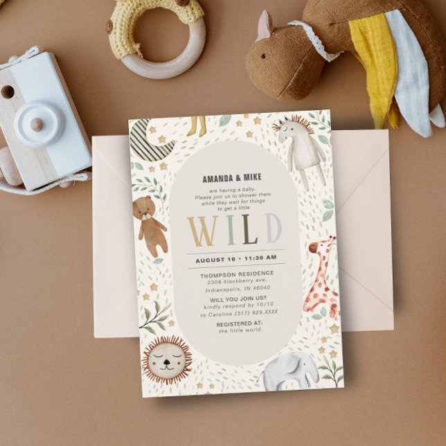 Invitation Safari Wild Genre Baby shower neutre (Créateur téléchargé)
