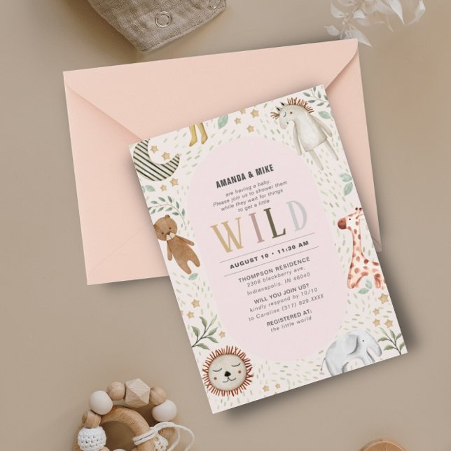 Invitation Safari Wild Girl Baby shower (Créateur téléchargé)