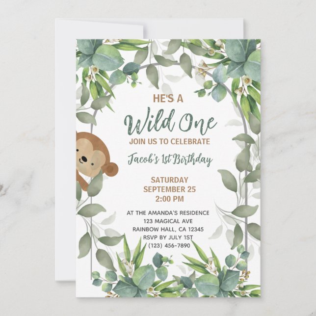 Invitation Safari Wild One 1er Birthday Boy (Devant)