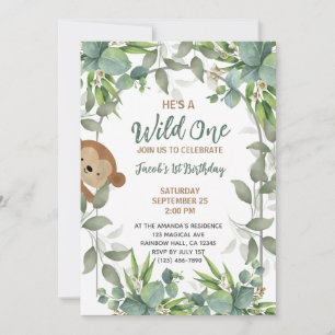 Invitation Safari Wild One 1er Birthday Boy