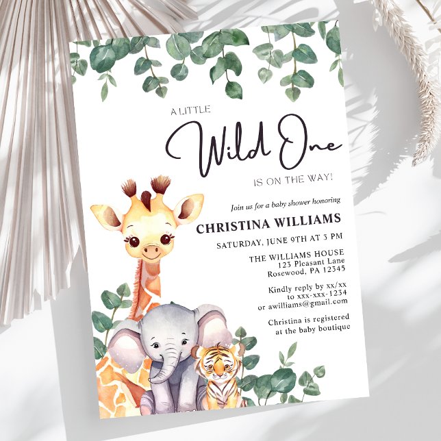 Invitation Safari Wild One Baby shower (Créateur téléchargé)