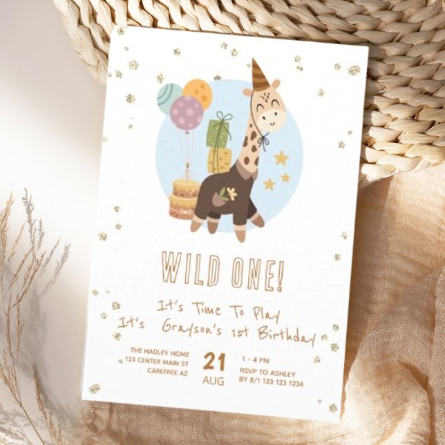 Invitation Safari Wild One Boy 1er anniversaire (Créateur téléchargé)