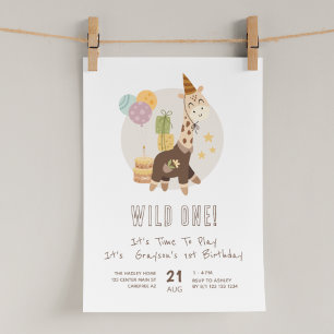 Invitation Safari Wild One Boy 1er anniversaire
