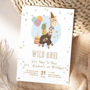 Invitation Safari Wild One Garçon 1er Anniversaire
