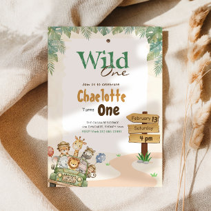 Invitation Safari Wild One   Les Animaux de la Jungle 1er Ann