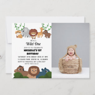 Invitation Safari Wild one Simple Premier anniversaire photo 