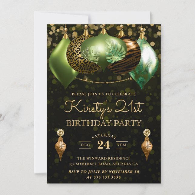 Invitation Safari Wild Poster de animal Baubles 21e anniversa (Devant)