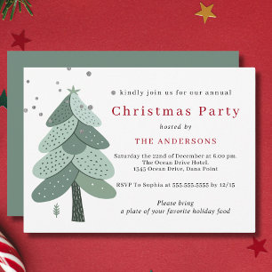 Invitation Saga green Pine sapin fête de Noël