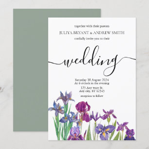 Invitation Saga green Unique mariage de script floral