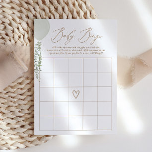 Invitation Sage Balloon Baby shower Jeu de Bingo
