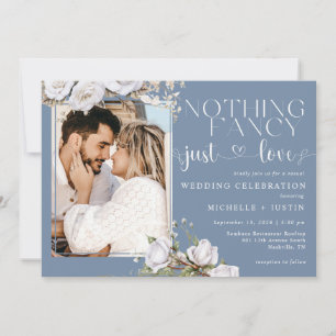 Invitation Sage Blue Floral Décontracté Mariage Just Love