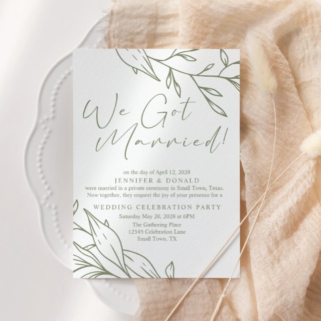 Invitation Sage Boho Flower Mariage vient de se marier (Créateur téléchargé)