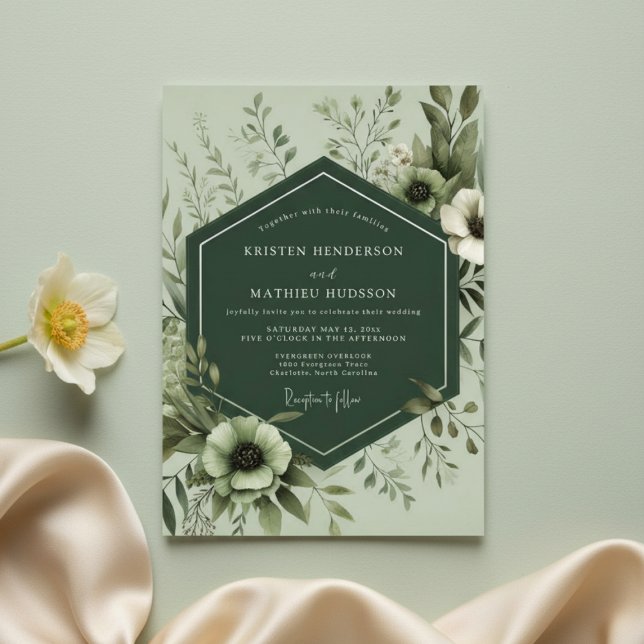 Invitation Sage Botanical Lush Wedding (Créateur téléchargé)