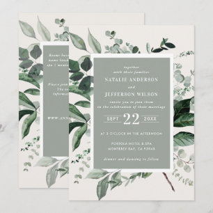 Invitation Sage botanique floral élégant détails de mariage Q