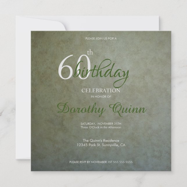 Invitation Sage doré contemporain personnalisable Anniversair (Devant)