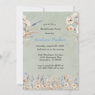 Invitation Sage Dusty Blue Fleurs sauvages Bachelorette Party