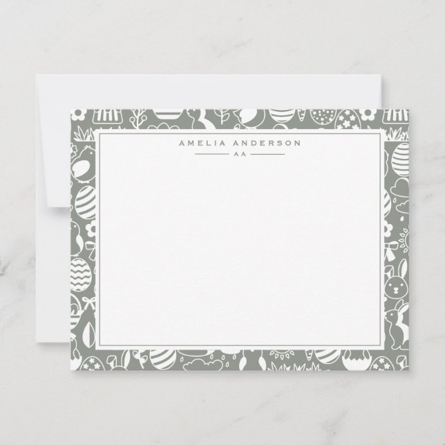 Invitation Sage Easter Egg Frame Note Card (Devant)