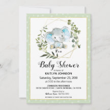 Sage Elephant Baby shower moderne