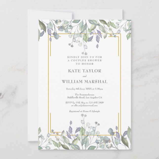 Invitation Sage et Lilac Floral Mariage Couples Douche (Devant)