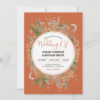 Invitation Sage et Terracotta Rustic Dried Flowers Mariage