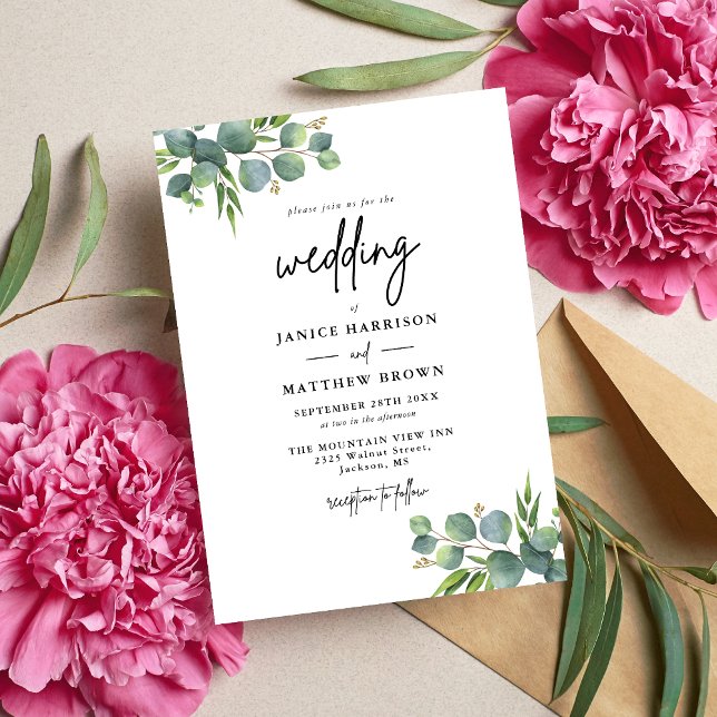 Invitation Sage Eucalyptus Woodland Mariage (Créateur téléchargé)