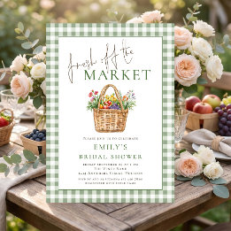 Invitation Sage Gingham Fresh du Marché Enterrement de Vie de