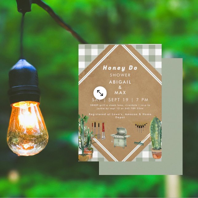 Invitation Sage Gingham Honey Do Douche (Créateur téléchargé)