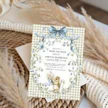 Sage Gingham Woodland Squirrel Baby Shower